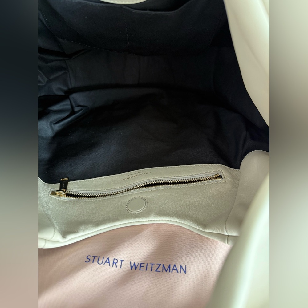 Stuart Weitzman Moda Oat Cream Italian Leather Hobo Bag Made In Italy - Picture 7 of 7